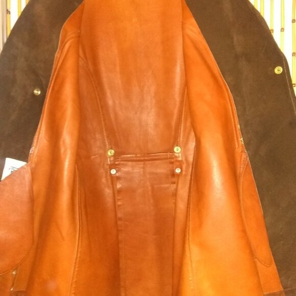Vintage~60s 70s Suede/Leather 2 Tone BUTTON DETAIL~Penny Lane Coat - Picture 7 of 14